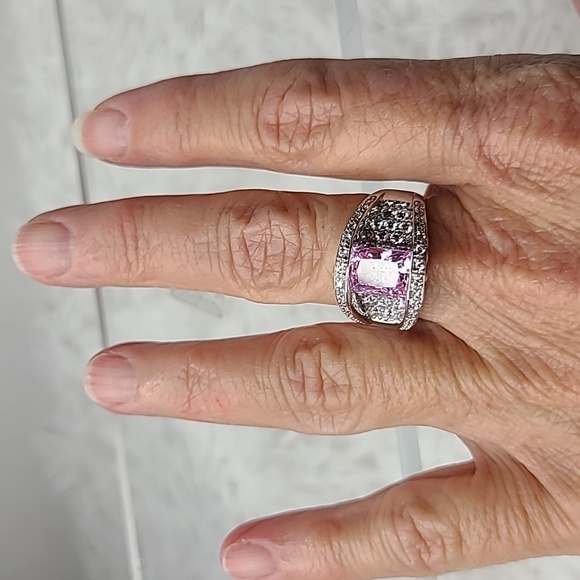 Emerald Cut Pink Sapphire Ring - Picture 7 of 15